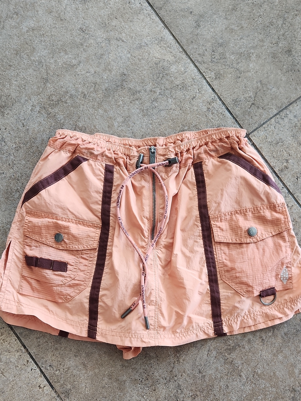 NWOT..FREE PEOPLE...Peach Utility Mini Skirt with Contrast Trim